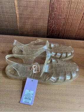 Wild Fable (Size 11) Light Gold Poppy Glitter Jelly Sandals Summer Resort Beach